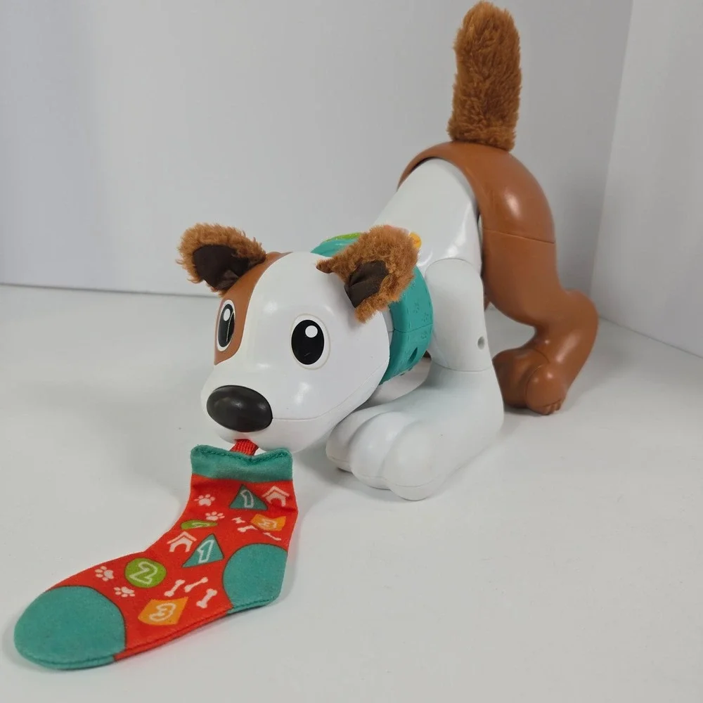 Fisher-Price 123 Crawl With Me Puppy White Brown Smart Stages Toy Dog Learning